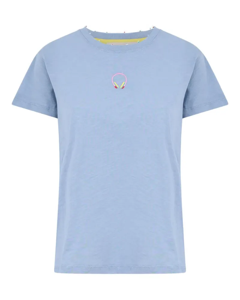 Mira Mikati T-Shirt mit Kopfhörerstickerei - Blau Blau