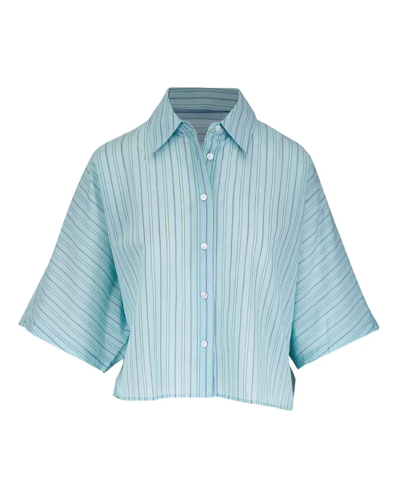 AGOLDE Merrin striped cropped shirt - Blau Blau