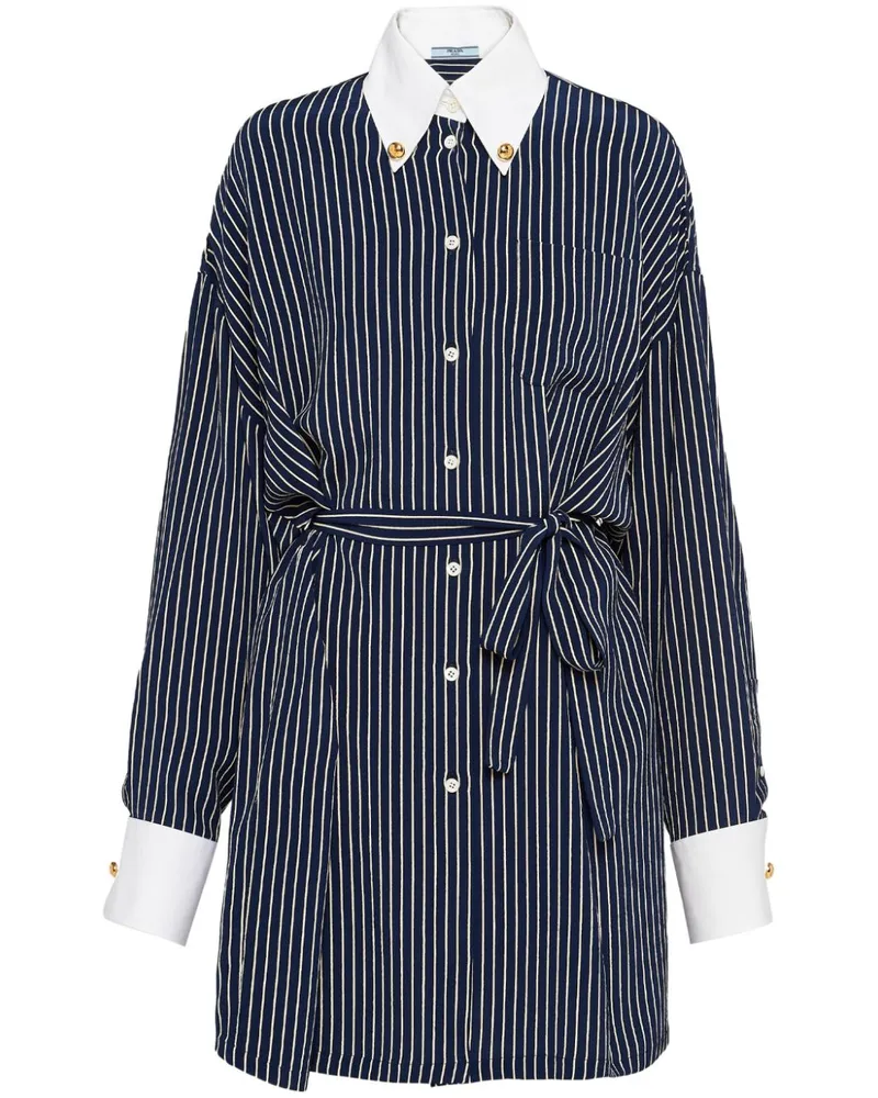 Prada Gestreiftes Hemd mit Logo-Gravur - Blau Blau