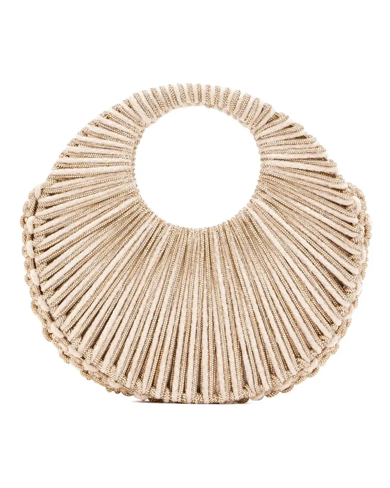 HIBOURAMA medium Jaya beaded tote bag - Nude Nude