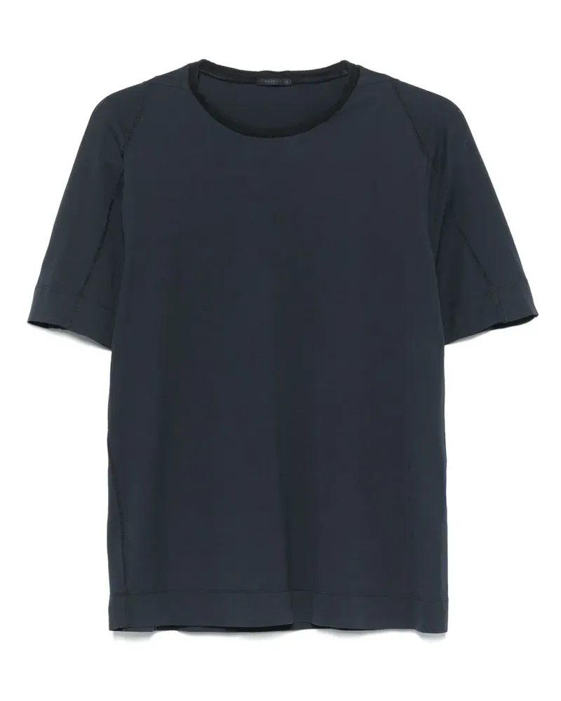 TRANSIT T-Shirt mit gestricktem Kragen - Blau Blau