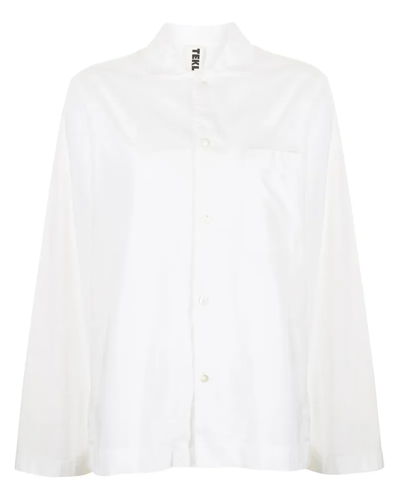 TEKLA Langärmeiges Pyjama-Oberteil - Weiß Weiß