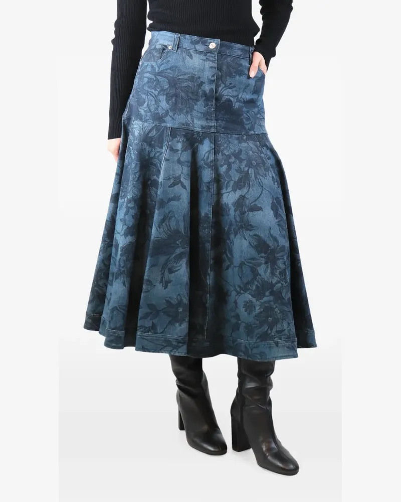 Erdem floral-print midi skirt - Blau Blau