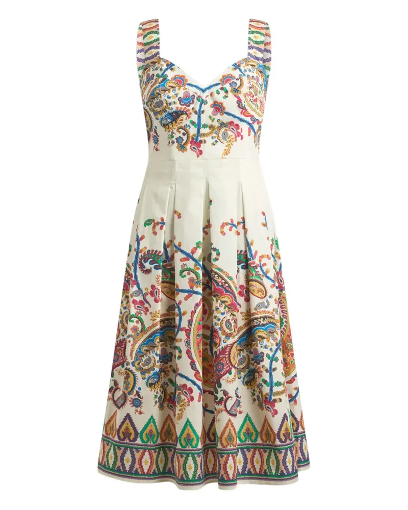 Etro floral paisley-print cotton midi dress - Nude Nude