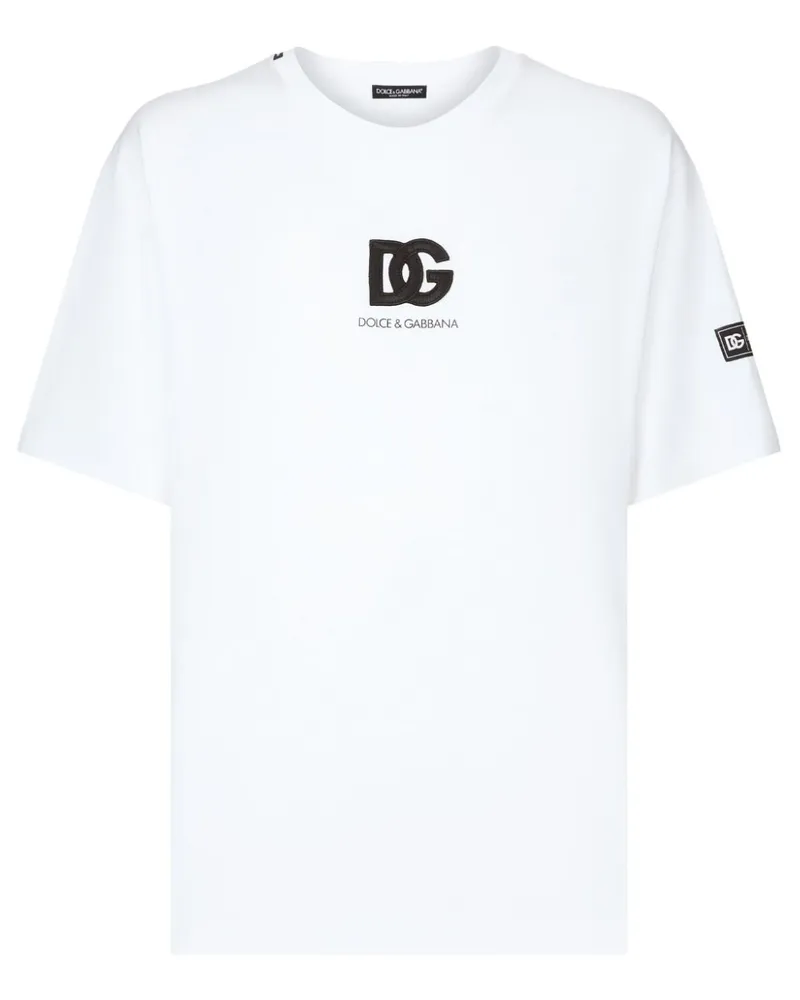 Dolce & Gabbana T-Shirt mit Logo-Applikation - Weiß Weiß