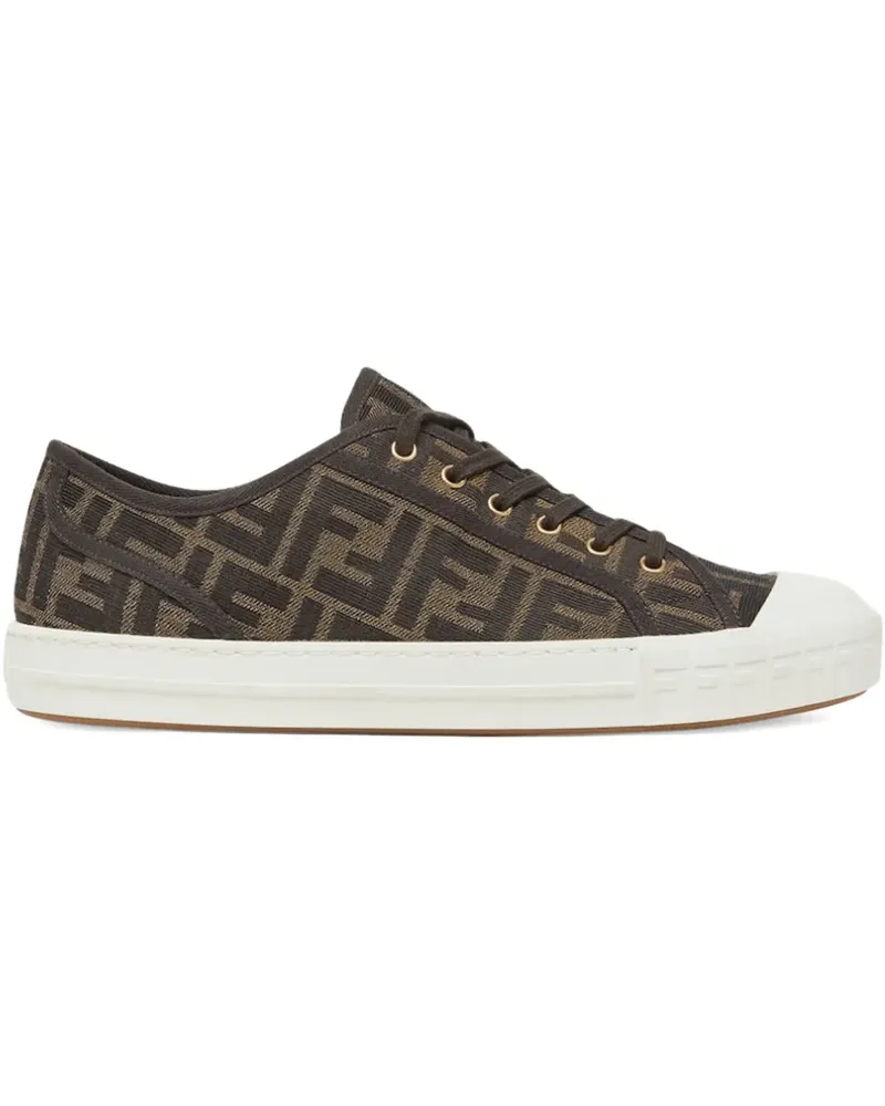 Fendi Domino jacquard-logo lace-up sneakers - Braun Braun