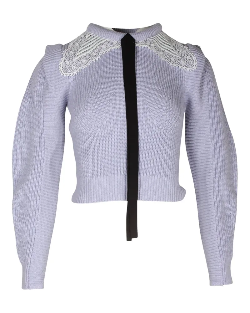 Self-Portrait embroidered-collar sweater - Violett Violett