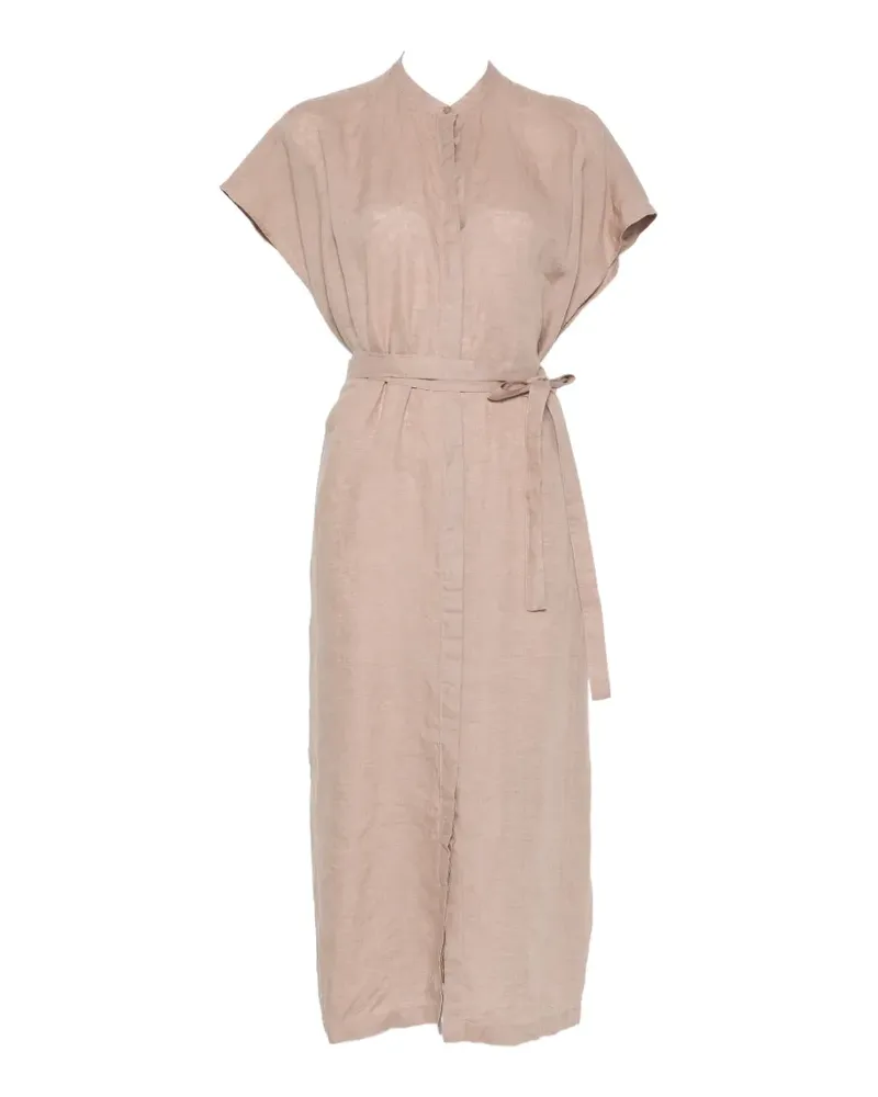 XACUS Nico belted cap-sleeve midi dress - Nude Nude