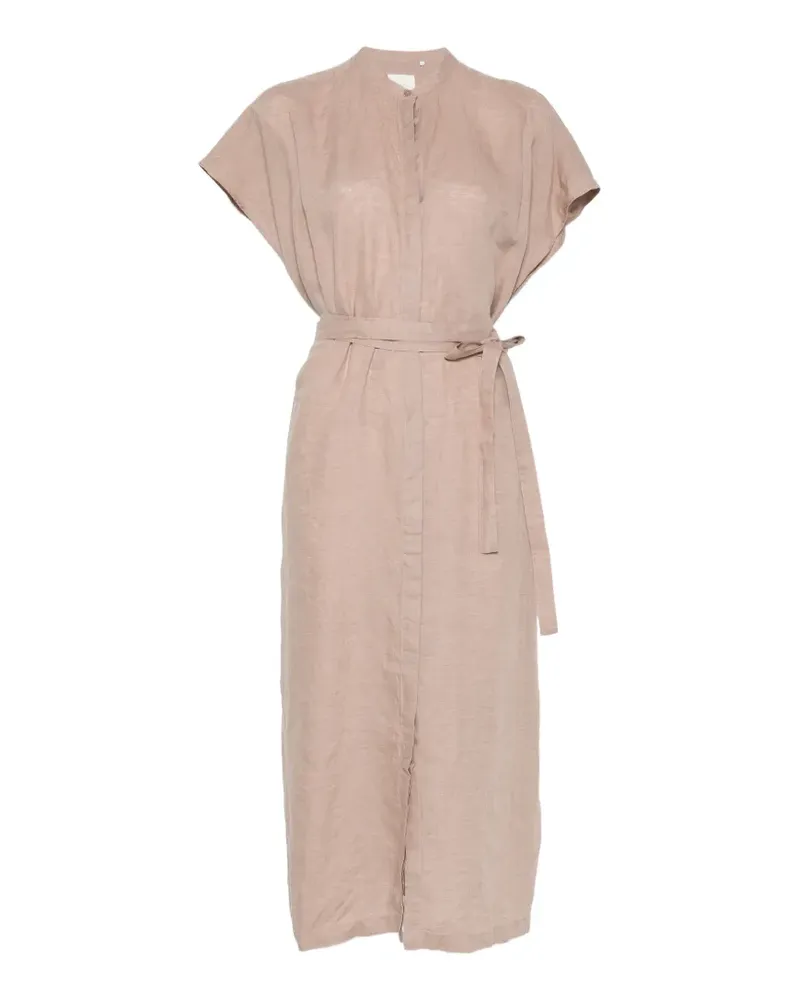 XACUS Nico belted cap-sleeve midi dress - Nude Nude