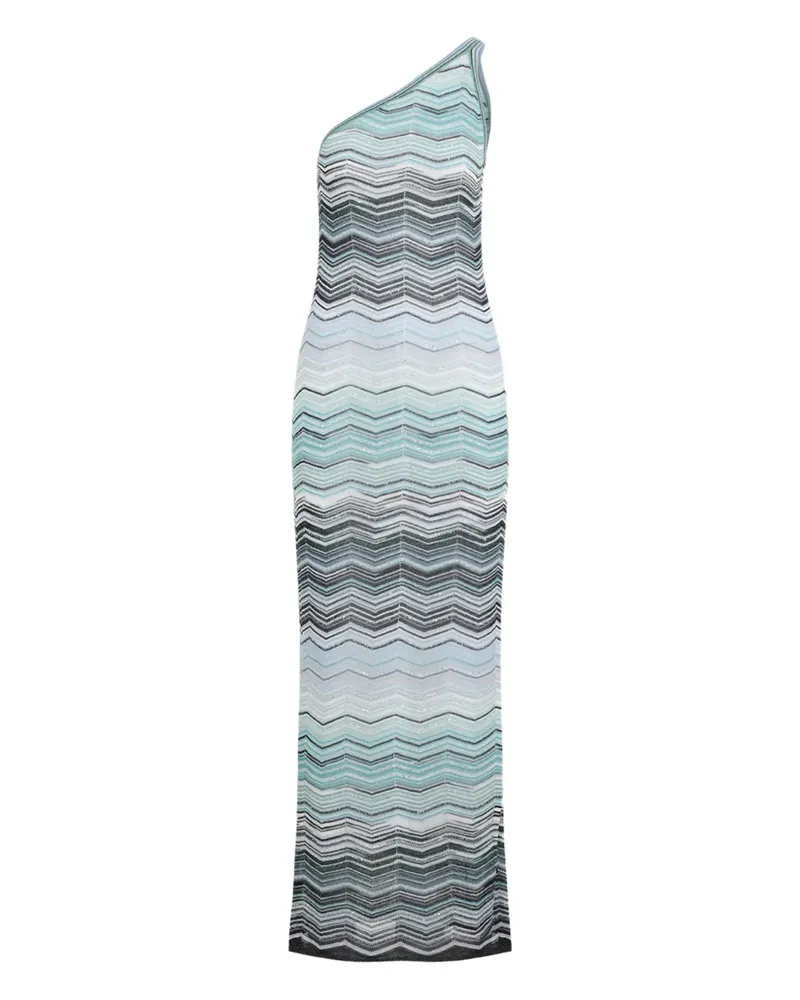 Missoni One-Shoulder-Maxikleid mit Zickzackmuster - Blau Blau