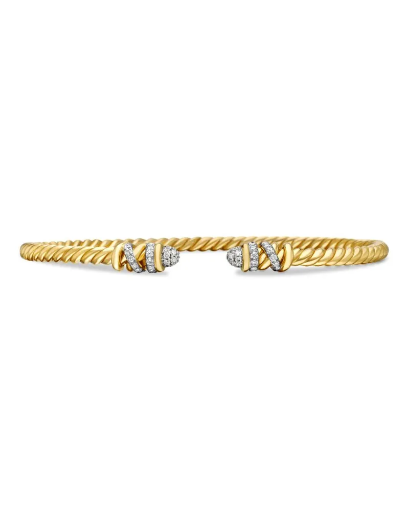 David Yurman 18kt Petite Helena Cablespira Station Gelbgoldarmband mit Diamant 3mm Gold