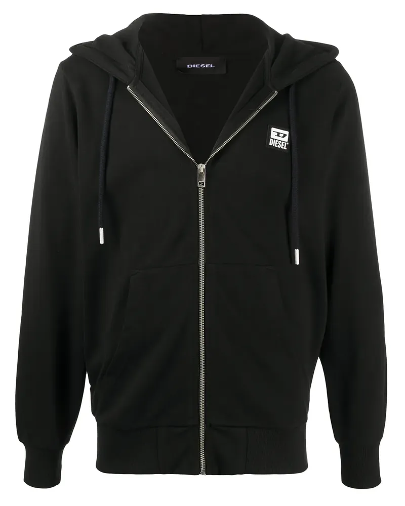 Diesel Kapuzenjacke mit Logo-Patch - Schwarz Schwarz