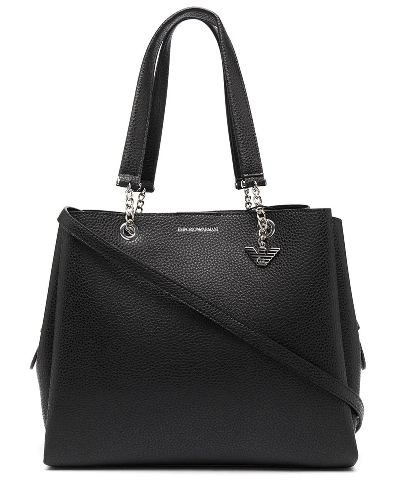 Emporio Armani Shopper aus gekörntem Leder - Schwarz Schwarz