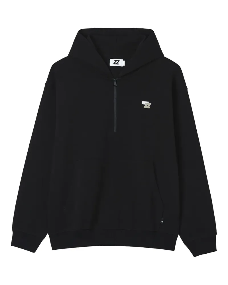 Izzue Hoodie mit kurzem Reißverschluss - Schwarz Schwarz
