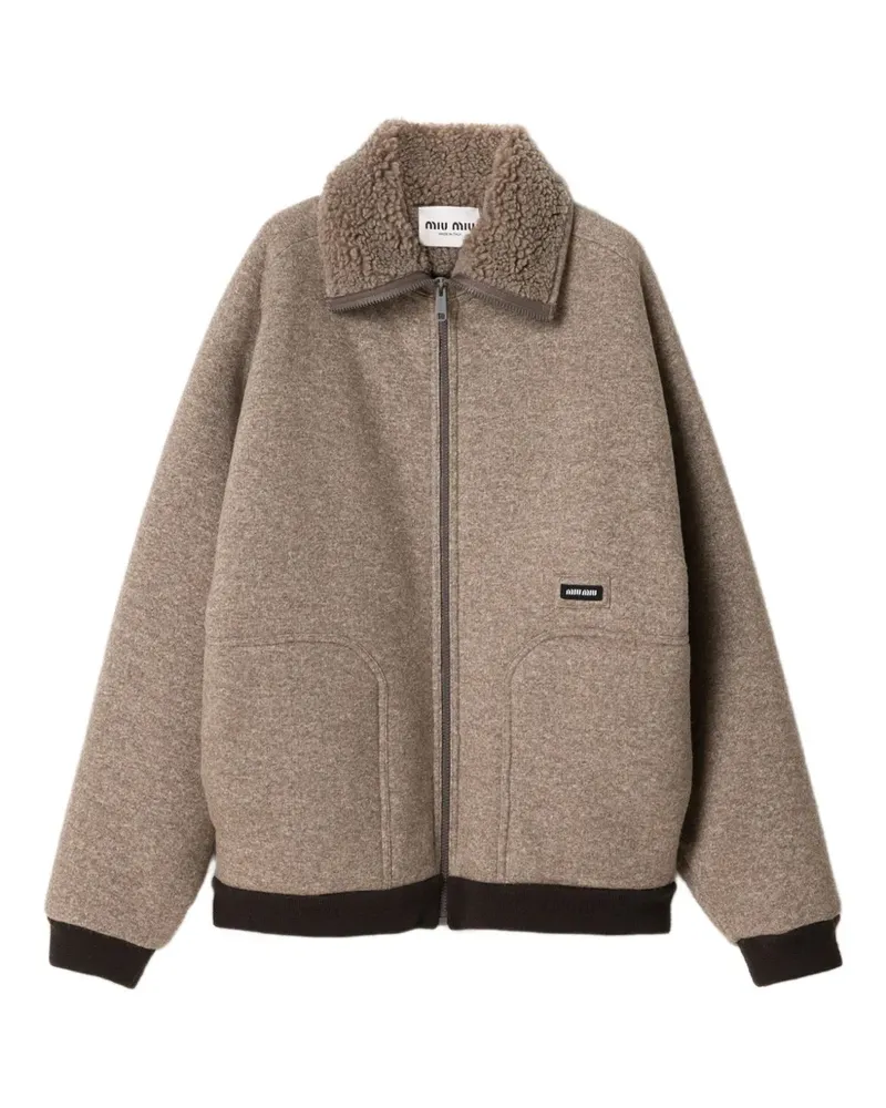 Miu Miu Bomberjacke aus Fleece - Nude Nude