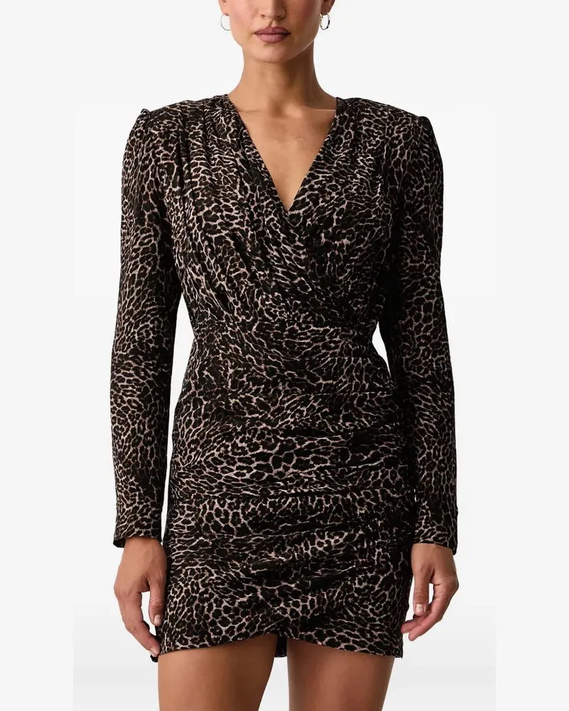 Silvian Heach leopard-print ruched mini dress - Schwarz Schwarz