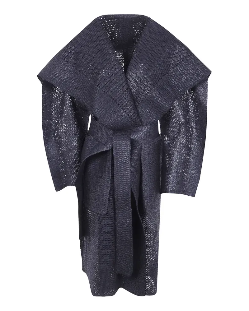 Issey Miyake belted open-knit coat - Schwarz Schwarz