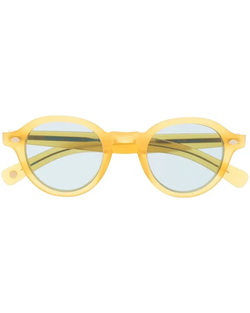 Garrett Leight Runde Flipper Sonnenbrille - Gelb Gelb