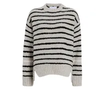 Gestreifter Leonie Wollpullover - Nude