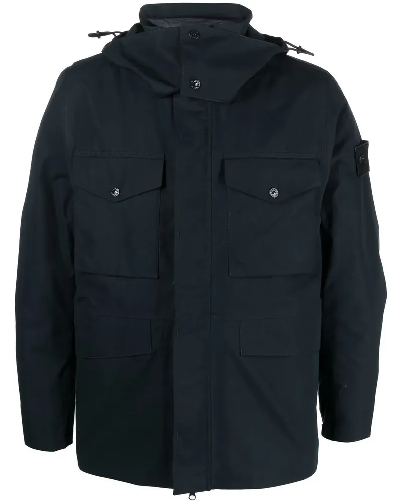 Stone Island Daunenjacke mit Kapuze - Blau Blau
