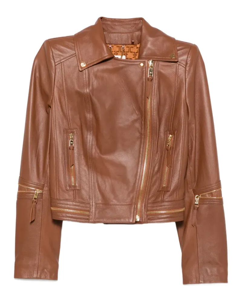 Elisabetta Franchi zipped biker jacket - Braun Braun