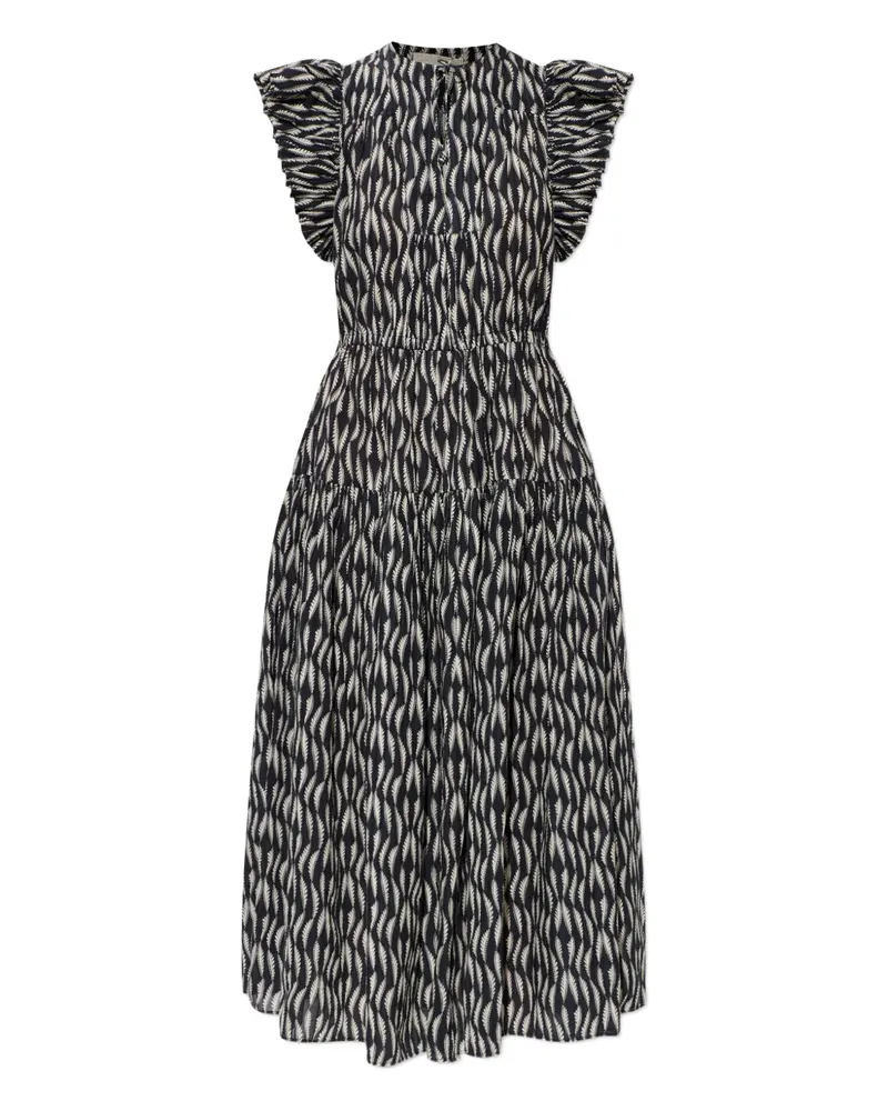 Ulla Johnson Kairi ruffled print midi dress - Schwarz Schwarz