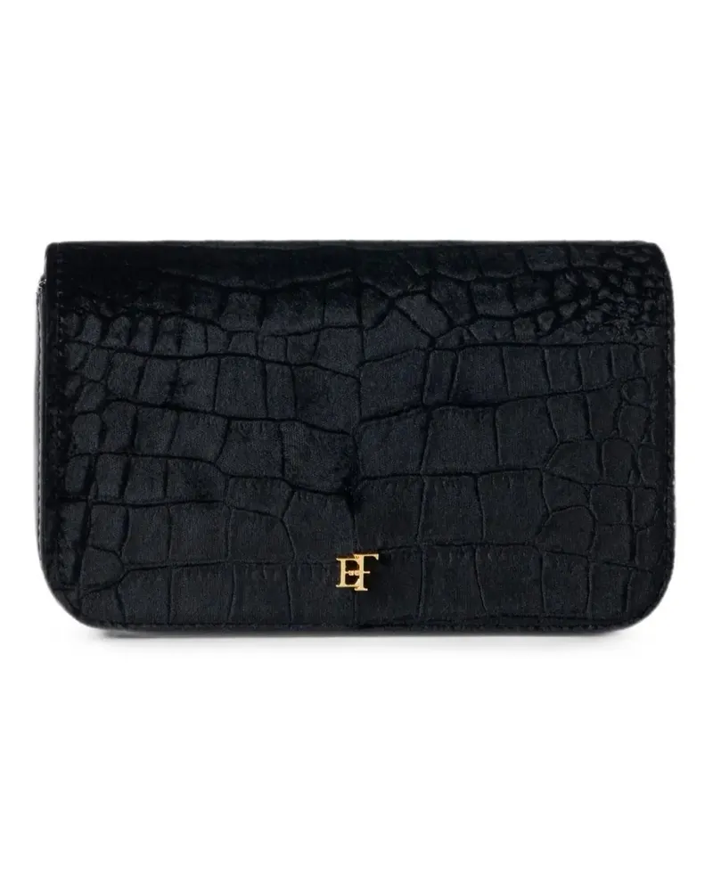 Elisabetta Franchi Schultertasche aus Samt mit Kroko-Print - Schwarz Schwarz