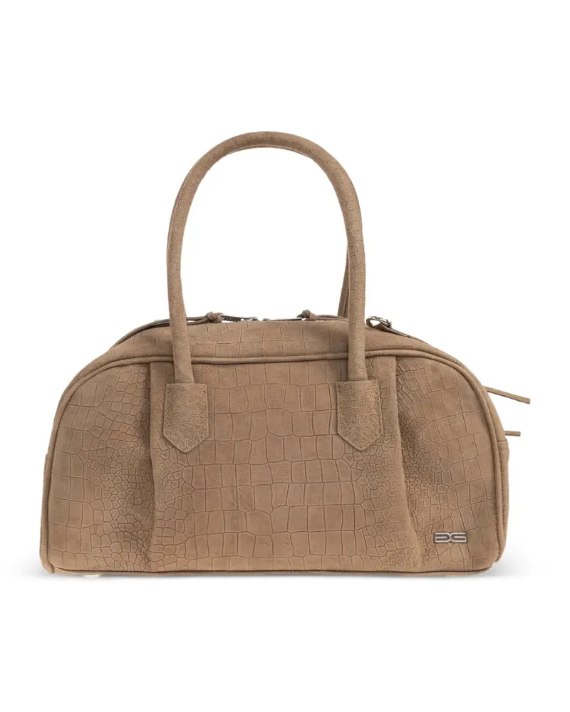 Gestuz crocodile-effect tote bag - Nude Nude