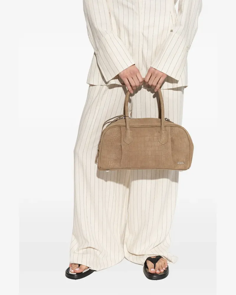 Gestuz crocodile-effect tote bag - Nude Nude