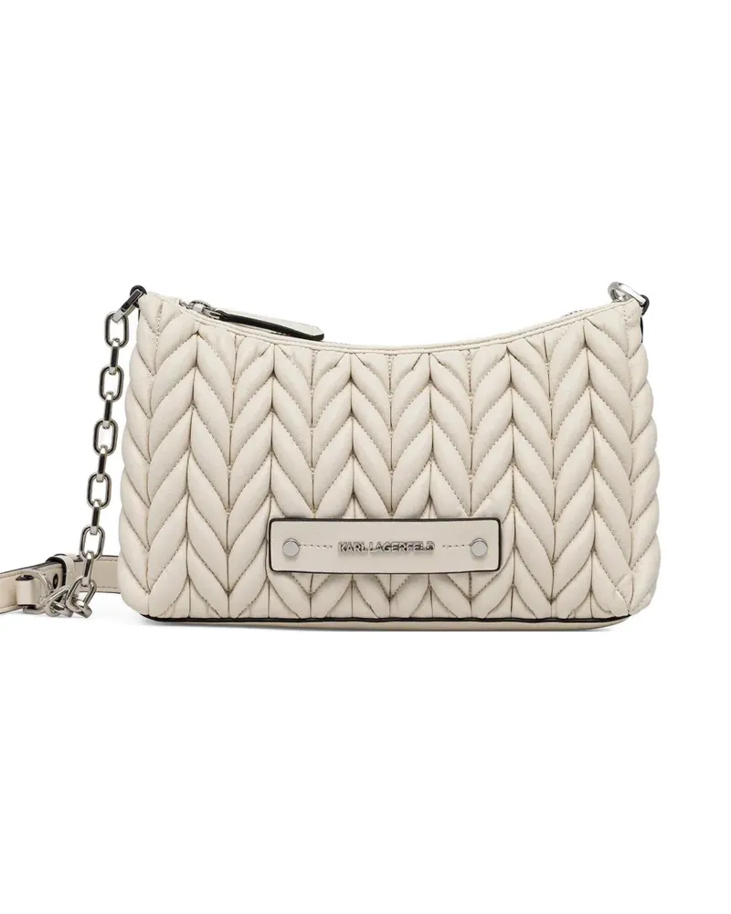 Karl Lagerfeld quilted logo-plaque cross body bag - Nude Nude