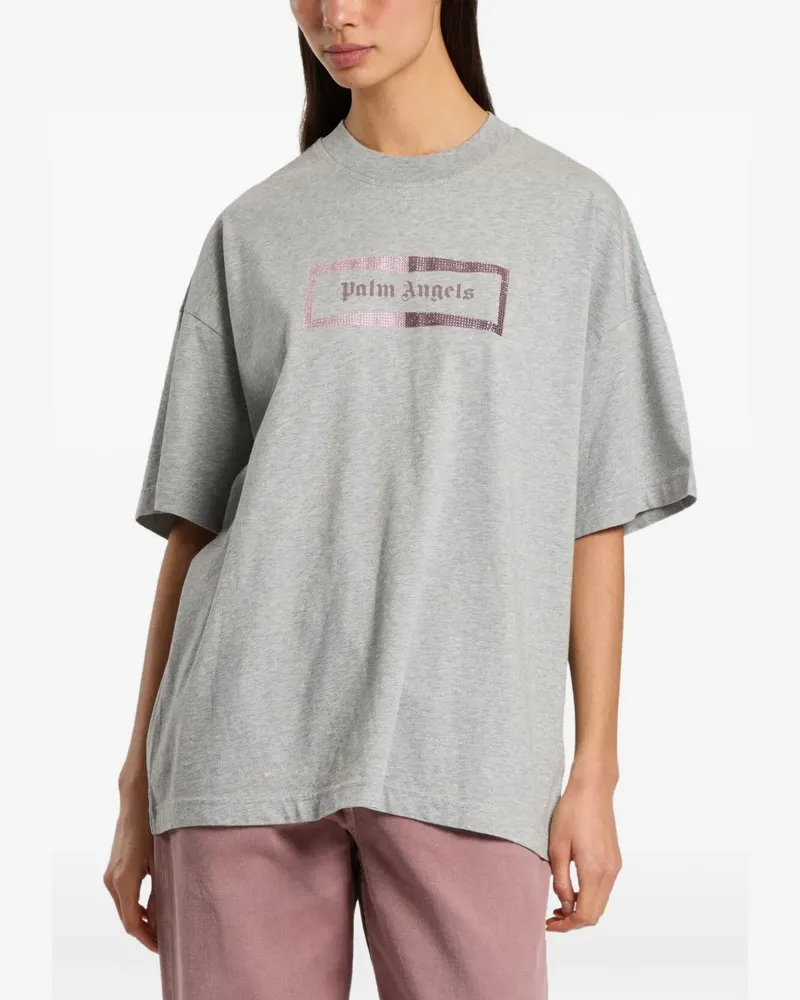 Palm Angels T-Shirt mit Nieten-Logo - Grau Grau