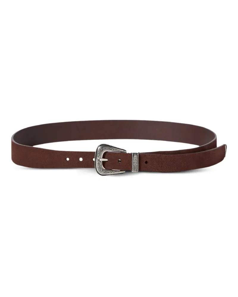 Brunello Cucinelli reversed leather belt with tip - Braun Braun