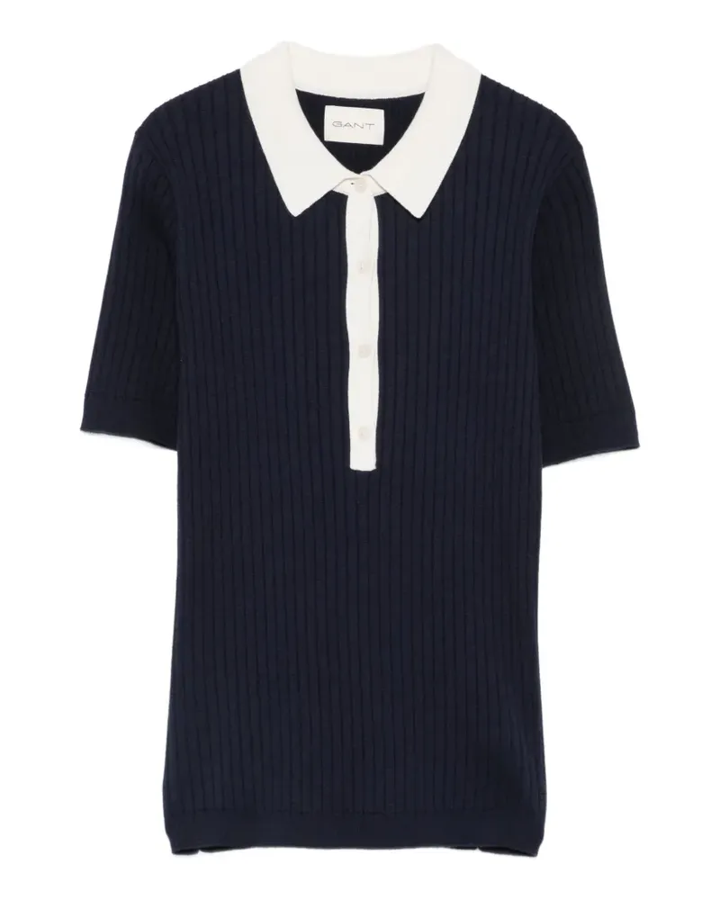 Gant ribbed-knit polo shirt - Blau Blau