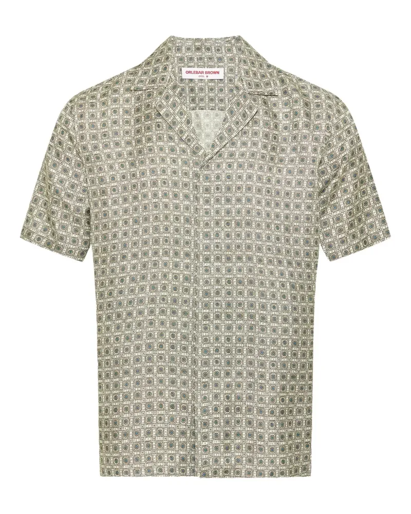 Orlebar Brown Maitan Seidenhemd mit geometrischem Muster - Weiß Weiß