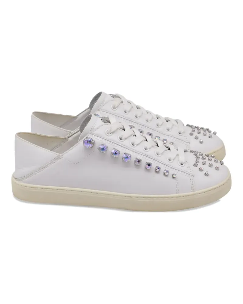 Stuart Weitzman crystal-embellished low-top sneakers - Weiß Weiß