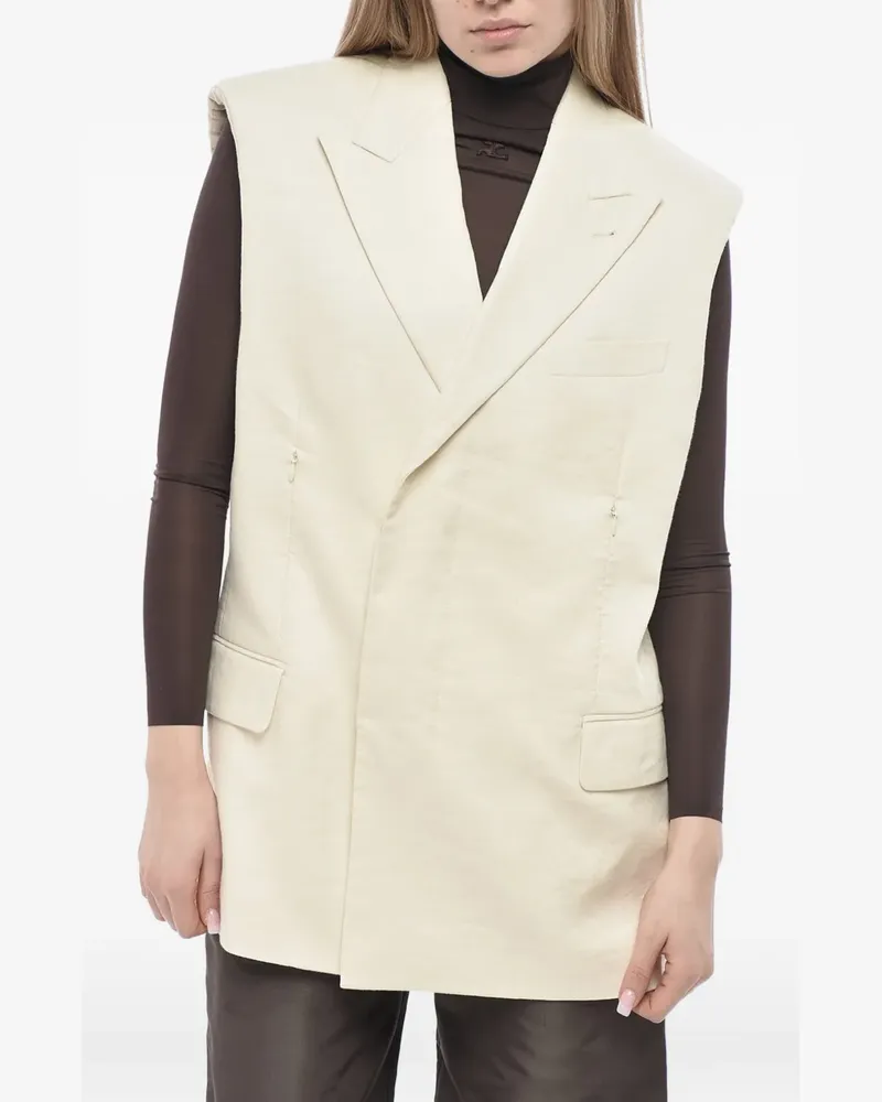 Helmut Lang double-breasted padded-shoulder vest - Nude Nude