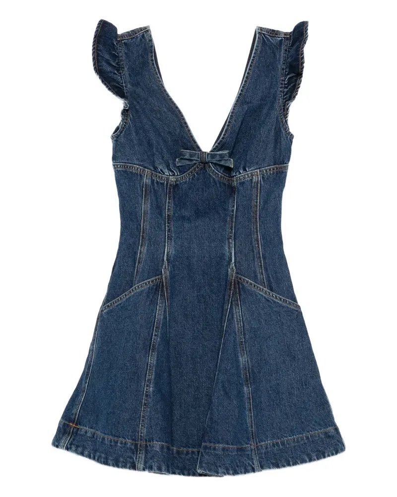 Self-Portrait ruffle-detail denim dress - Blau Blau