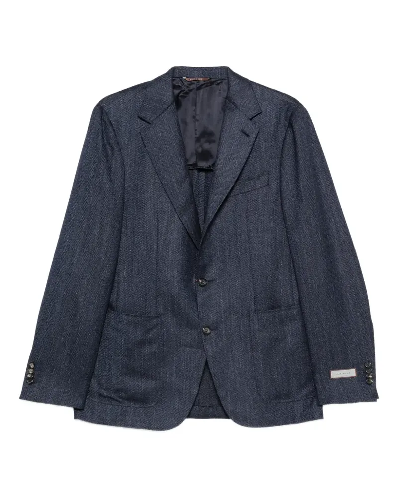 Canali Sakko mit Fischgrätenmuster und fallendem Revers - Blau Blau