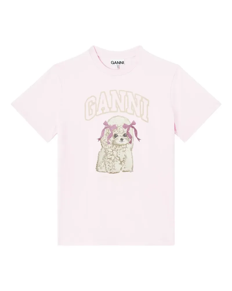 Ganni T-Shirt mit Rundhalsausschnitt - Rosa Rosa