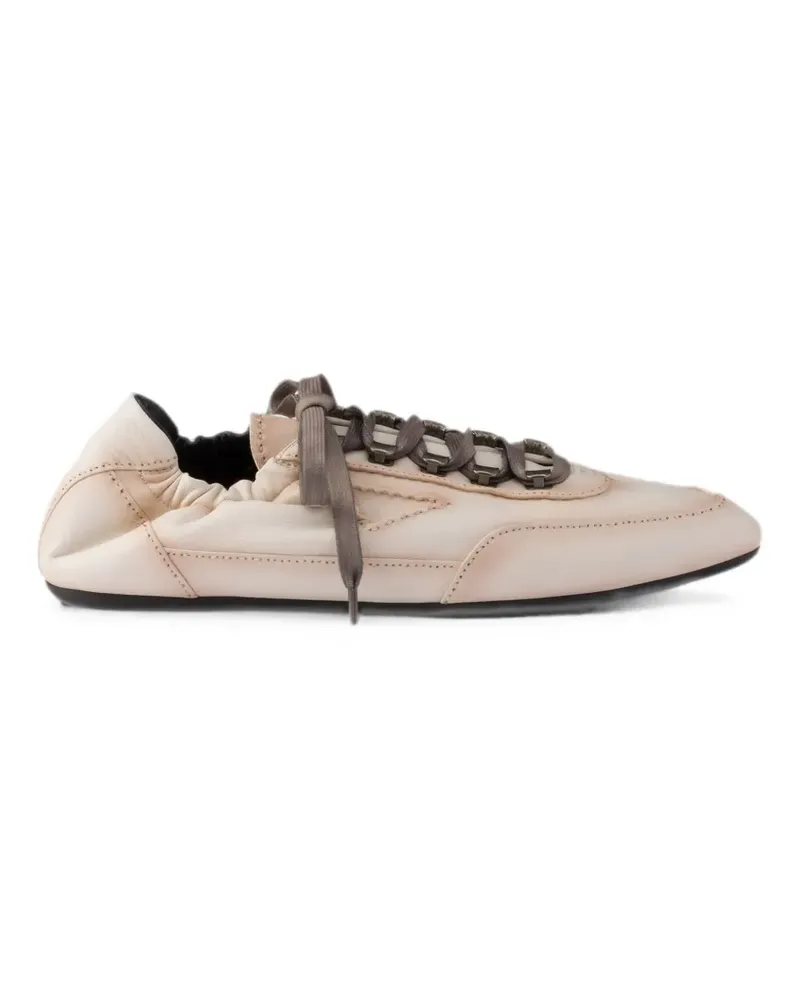Prada Collapse Sneakers aus gealtertem Nappaleder - Nude Nude