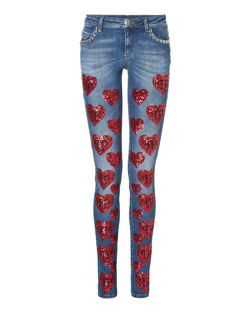 Philipp Plein Jeans mit Herzdetail - Blau Blau