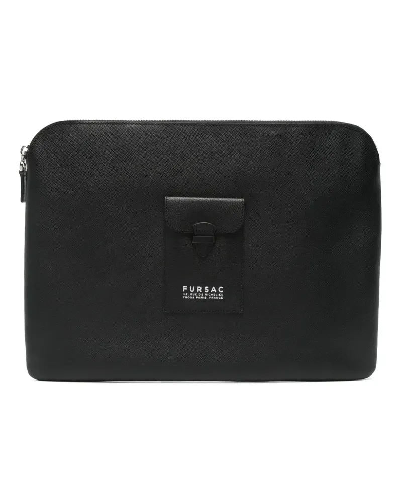 FURSAC Laptoptasche aus Leder - Schwarz Schwarz
