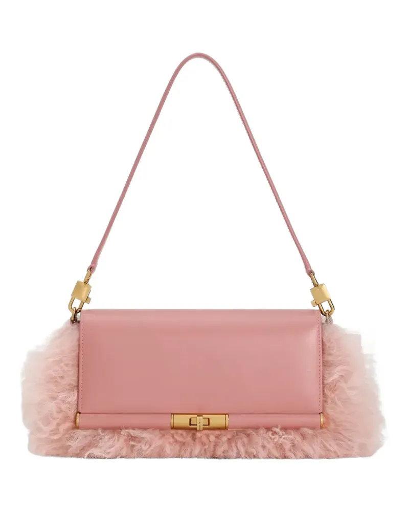 Dolce & Gabbana Marlene Schultertasche aus Shearling und Palmellato-Kalbsleder:^ mehrfarbig - Rosa Rosa