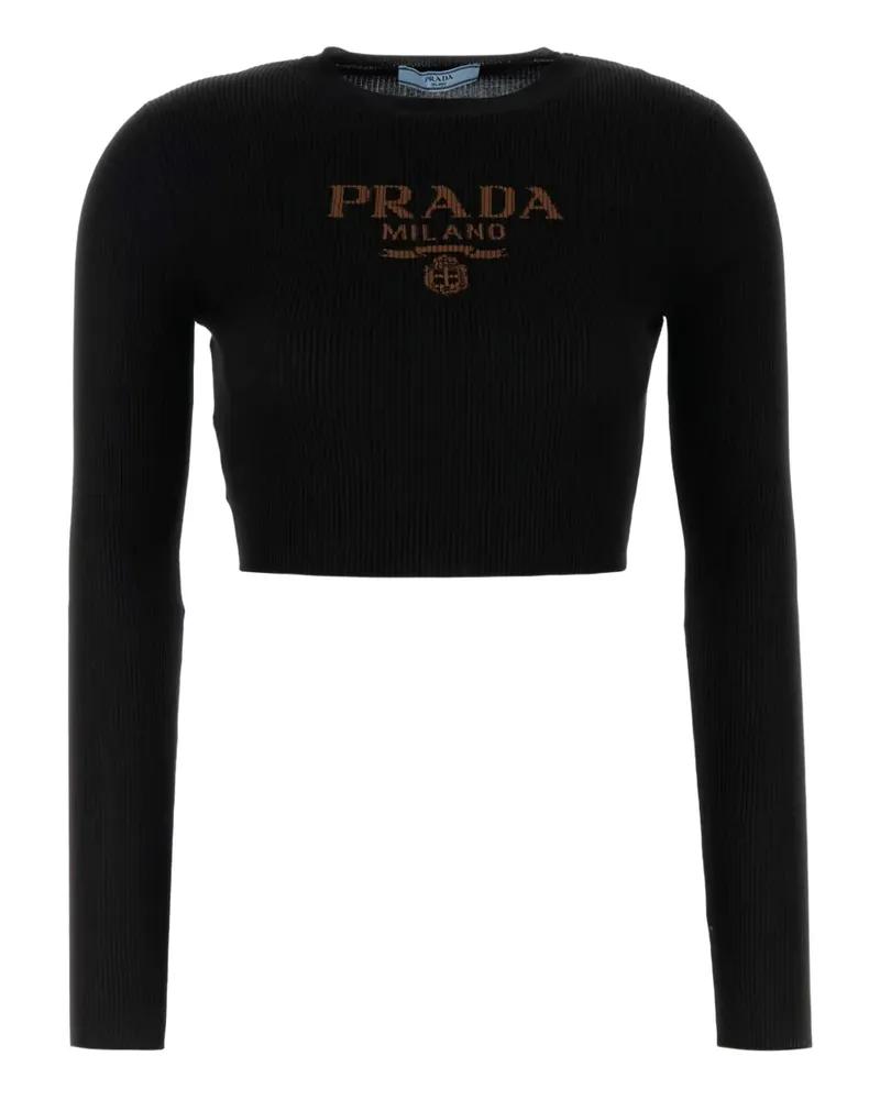 Prada Geripptes Langarmshirt - Schwarz Schwarz