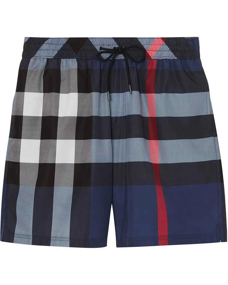 Burberry Check Badeshorts mit Kordelzug - Blau Blau