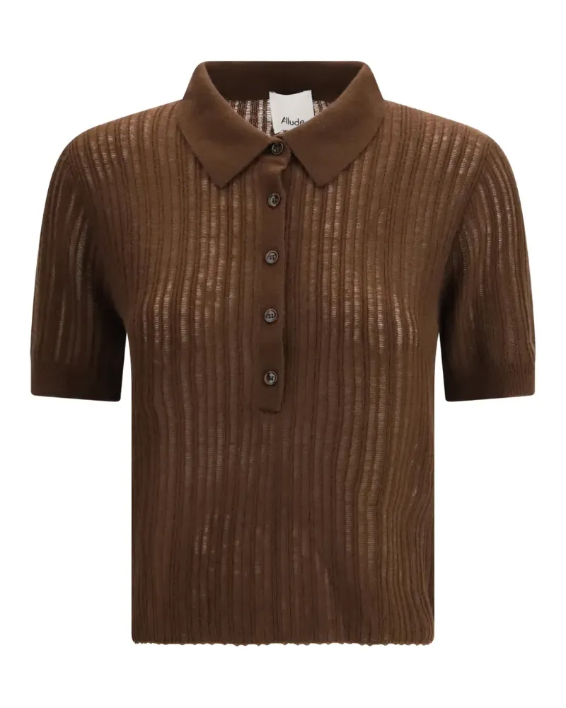 ALLUDE button ribbed polo sweater - Braun Braun