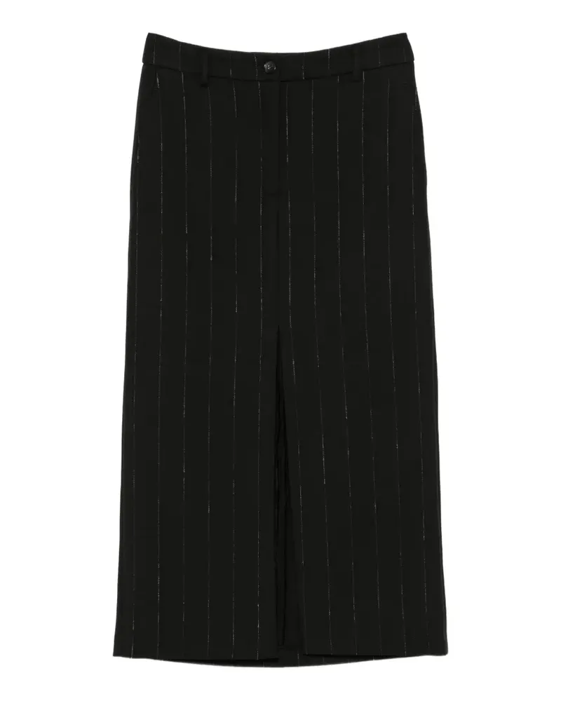 Seventy Nadelstreirenrock mit Schlitz - Schwarz Schwarz
