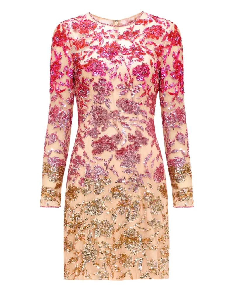 Jenny Packham Jazz Minikleid mit Blumenmuster und Pailletten - Nude Nude