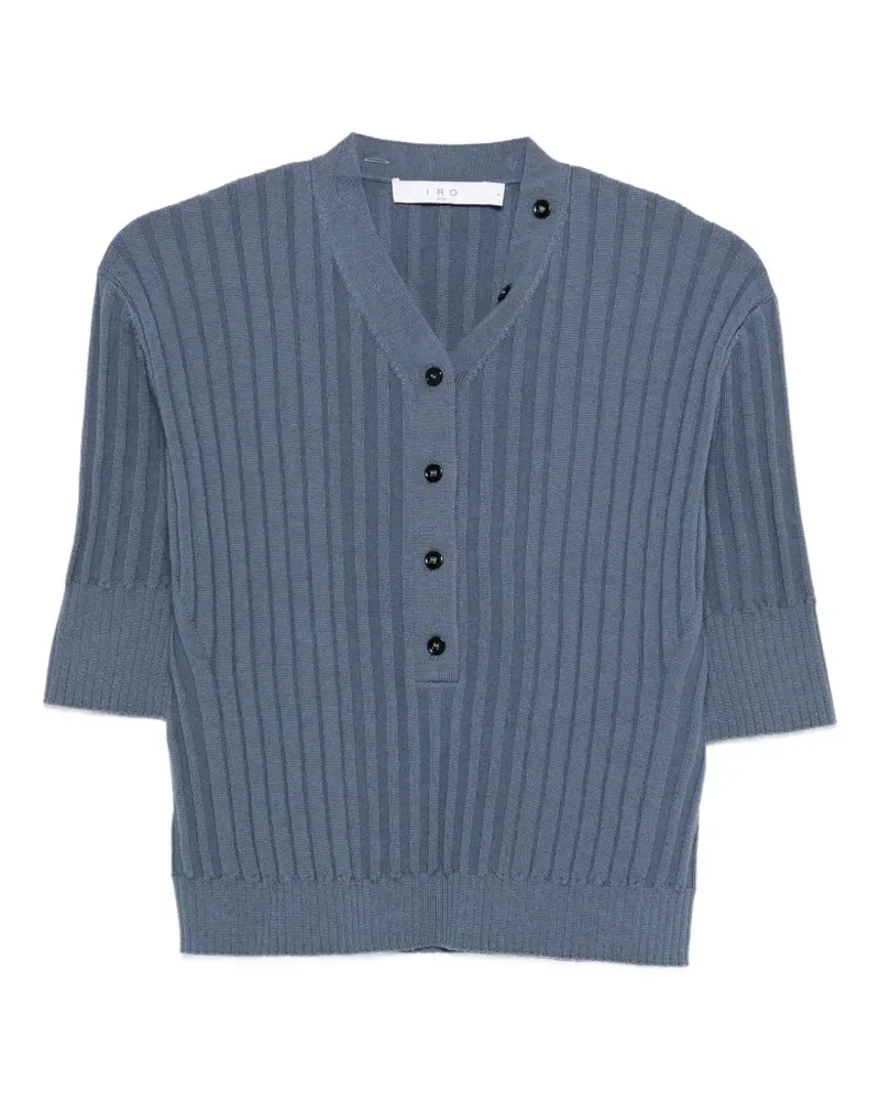 IRO Geripptes Lunea Oberteil mit Knöpfen - Blau Blau