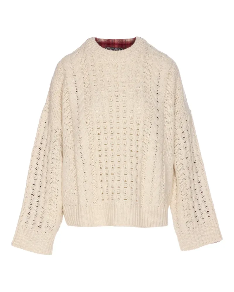 Essentiel cable-knit checked-panel sweater - Nude Nude